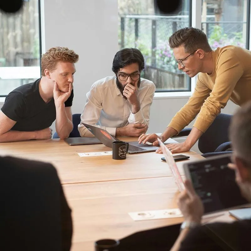 Team reviewing marketing performance and lead quality